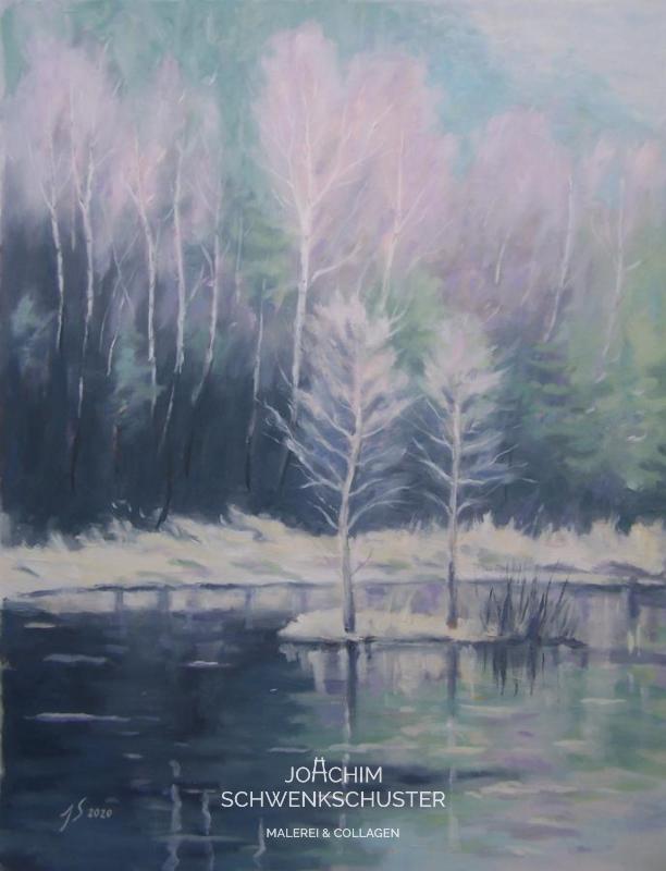 Birken am Ungeheuersee im Winter, 2020-5, Papier, 64x50