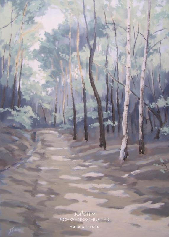 Waldweg mit Birken, 2019-2, Leinwand, 70x50