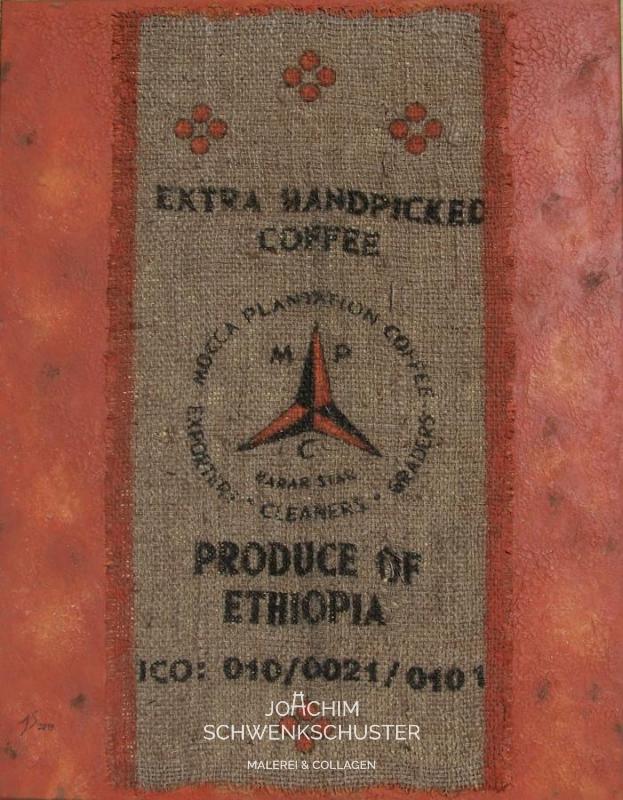 Collage, Produce of Ethiopia, 2019-9, Leinwand, 90x70