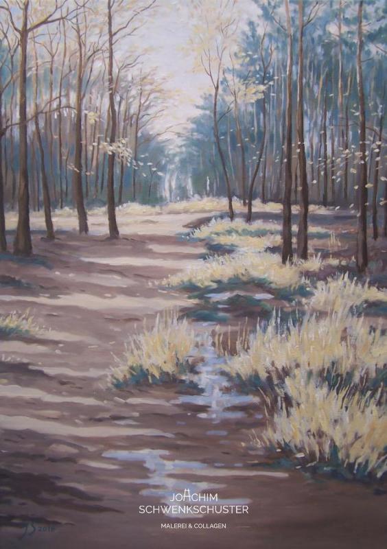 Waldweg im Herbst I, 2018-1, Leinwand, 70x50