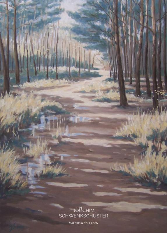 Waldweg im Herbst II, 2018-2, Leinwand, 70x50