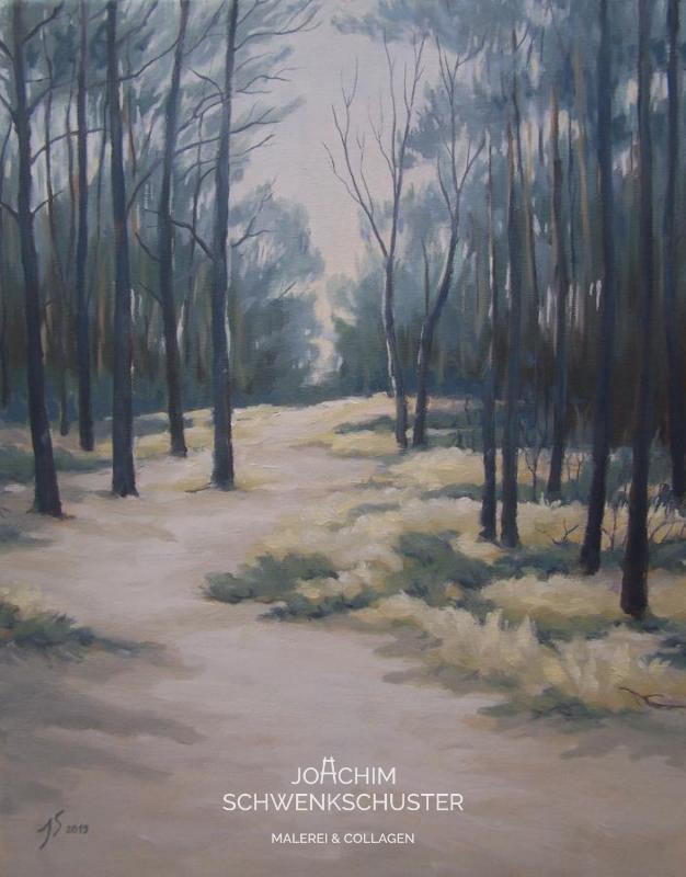 Waldweg im Winter, 2018-3, Leinwand 50x40